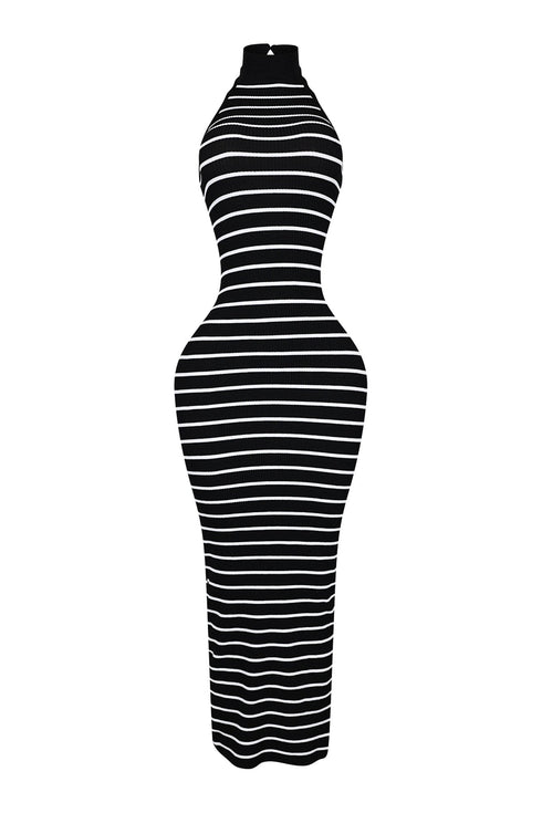 Verona Stripe Mock Neck Maxi Dress